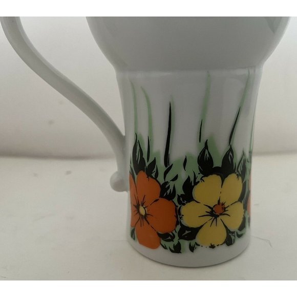 Vintage Tall Latte Mug With Orange and Yellow flowers‎ Fancy Handle Flower Power - Picture 7 of 11